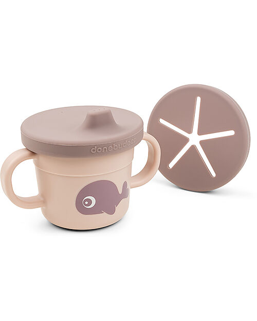Done By Deer Foodie Cup with Spout and Snacks - Wally - Powder Pink - 100% Alimentary PP Cups