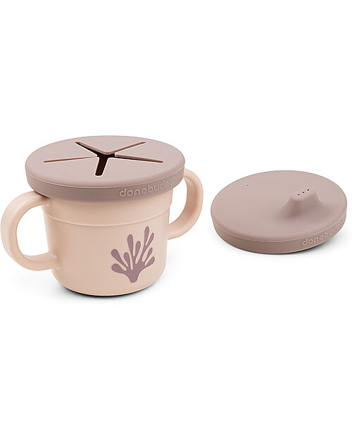 Done By Deer Foodie Cup with Spout and Snacks - Wally - Powder Pink - 100% Alimentary PP Cups