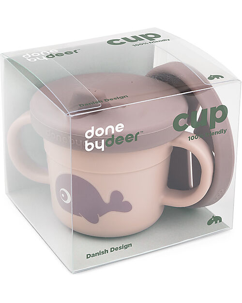 Done By Deer Foodie Cup with Spout and Snacks - Wally - Powder Pink - 100% Alimentary PP Cups