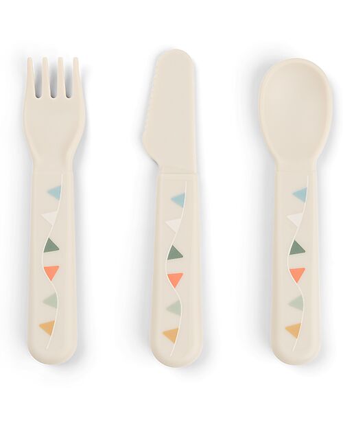Done By Deer Foodie Cutlery Set - Celebration - Sand - 100% Food-Grade PP Cutlery