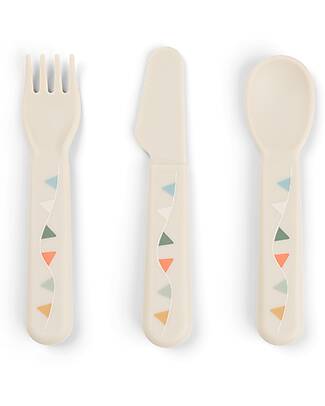 Done By Deer Foodie Cutlery Set - Celebration - Sand - 100% Food-Grade PP Cutlery