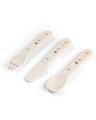 Done By Deer Foodie Cutlery Set - Celebration - Sand - 100% Food-Grade PP Cutlery