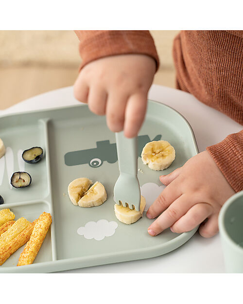 Done By Deer Foodie Cutlery Set - Happy Dots Green - 100% Food-Grade PP Cutlery