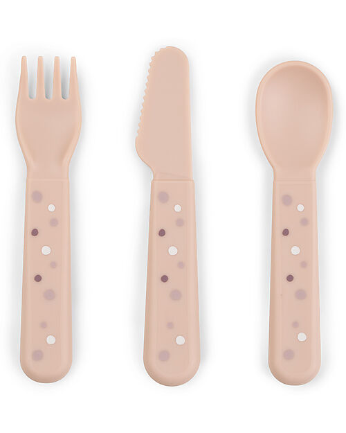 Done By Deer Foodie Cutlery Set - Happy Dots Powder - 100% Food-Grade PP Cutlery