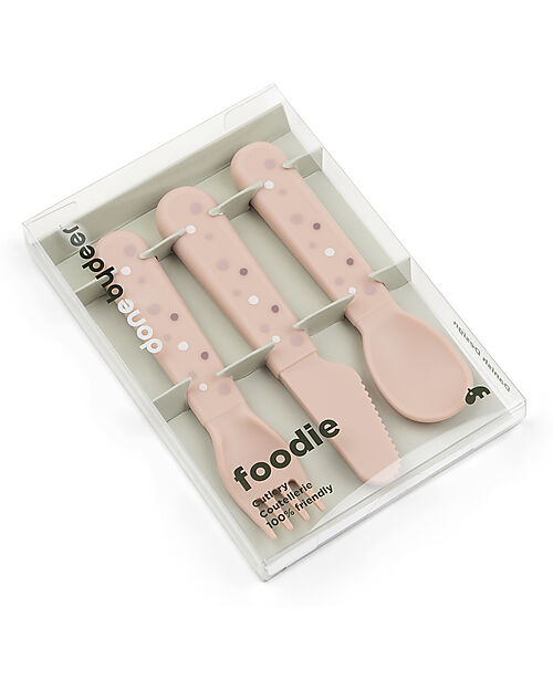 Done By Deer Foodie Cutlery Set - Happy Dots Powder - 100% Food-Grade PP Cutlery