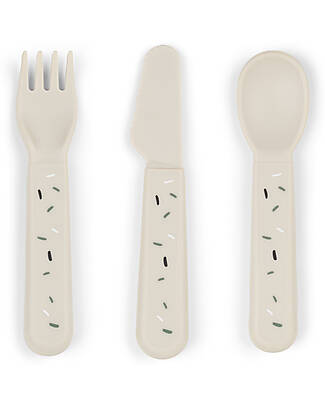 Done By Deer Foodie Cutlery Set - Happy Dots Sand - 100% Food-Grade PP Cutlery