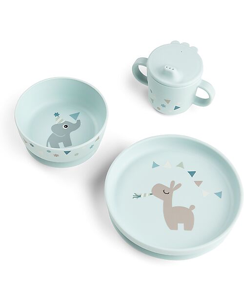 Done By Deer Foodie Dinner Set - Plate Bowl and Cup - Celebration - Blue - 100% Food-Grade PP Meal Sets