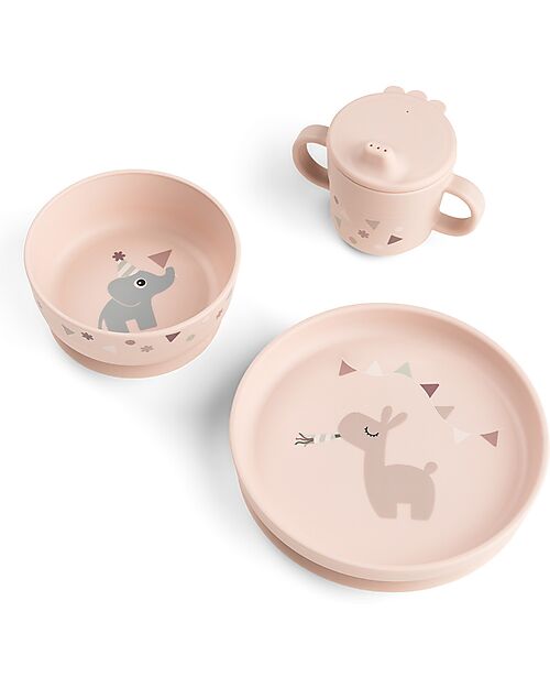 Done By Deer Foodie Dinner Set - Plate Bowl and Cup - Celebration - Powder - 100% Food-Grade PP Meal Sets