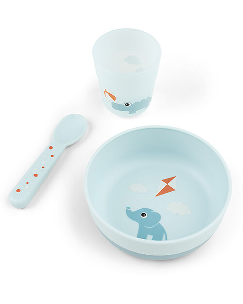 Done By Deer Foodie First Meal Set - Bowl Cup and Spoon - Elphee & Croco - Blue - 100% food grade PP Meal Sets