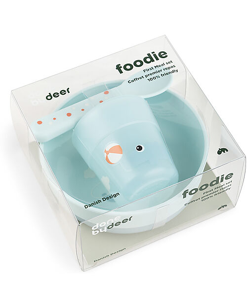 Done By Deer Foodie First Meal Set - Bowl Cup and Spoon - Elphee & Croco - Blue - 100% food grade PP Meal Sets