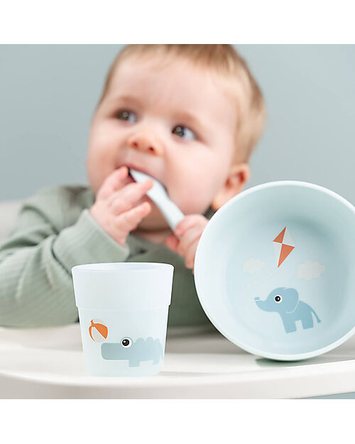 Done By Deer Foodie First Meal Set - Bowl Cup and Spoon - Elphee & Croco - Blue - 100% food grade PP Meal Sets