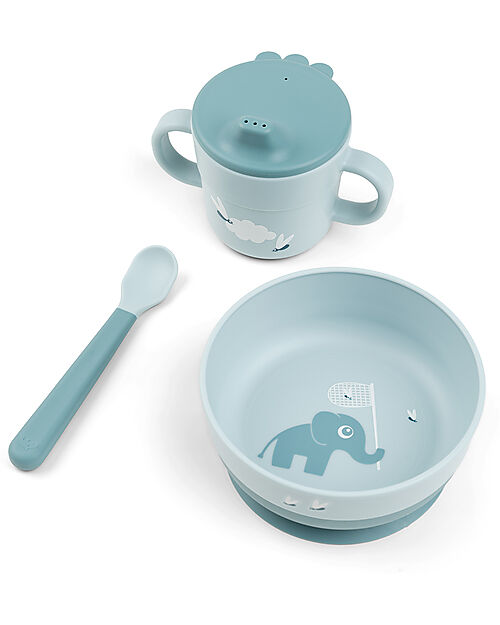 Done By Deer Foodie First Meal Set - Bowl Cup and Spoon - Elphee - Blue - 100% food grade PP Meal Sets