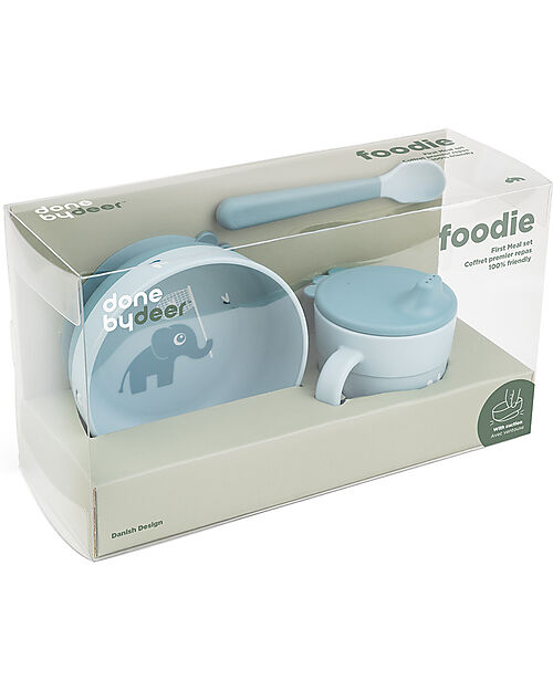 Done By Deer Foodie First Meal Set - Bowl Cup and Spoon - Elphee - Blue - 100% food grade PP Meal Sets