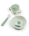 Done By Deer Foodie First Meal Set - Bowl Cup and Spoon - Happy Clouds - Green - 100% food grade PP Meal Sets
