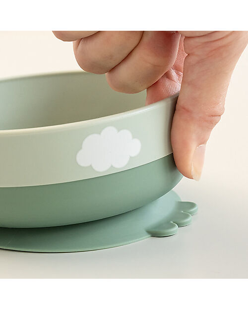 Done By Deer Foodie First Meal Set - Bowl Cup and Spoon - Happy Clouds - Green - 100% food grade PP Meal Sets