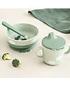 Done By Deer Foodie First Meal Set - Bowl Cup and Spoon - Happy Clouds - Green - 100% food grade PP Meal Sets