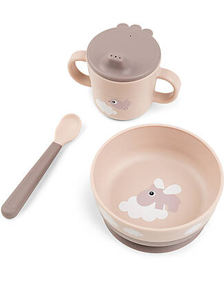 Done By Deer Foodie First Meal Set - Bowl Cup and Spoon - Happy Clouds - Powder - 100% food grade PP Meal Sets