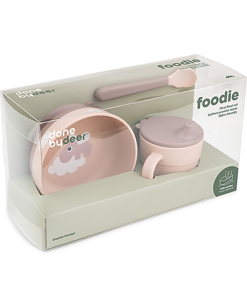 Done By Deer Foodie First Meal Set - Bowl Cup and Spoon - Happy Clouds - Powder - 100% food grade PP Meal Sets