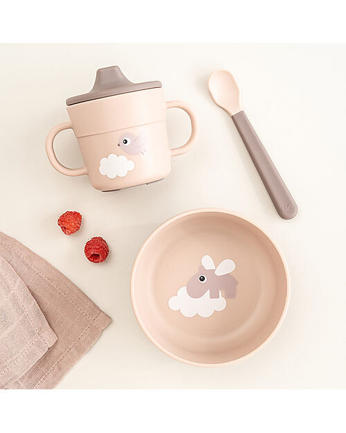 Done By Deer Foodie First Meal Set - Bowl Cup and Spoon - Happy Clouds - Powder - 100% food grade PP Meal Sets