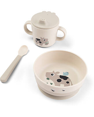 Done By Deer Foodie Meal Set - Bowl, Cup, and Spoon - Tiny Farm - Sand - 100% Food-Grade PP Meal Sets