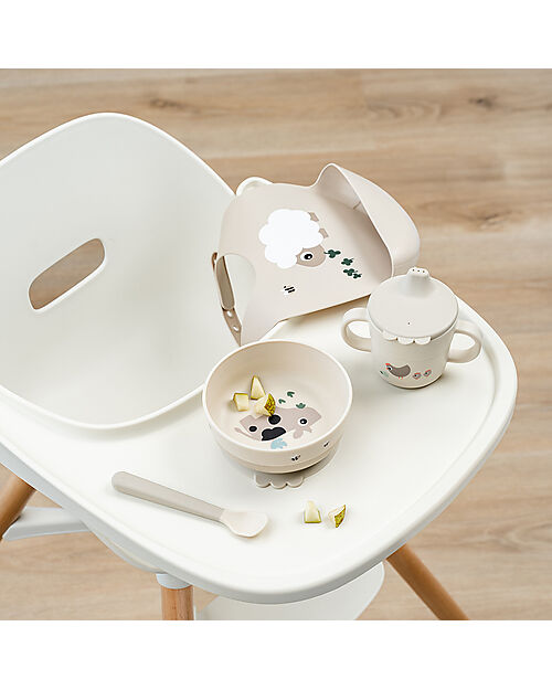 Done By Deer Foodie Meal Set - Bowl, Cup, and Spoon - Tiny Farm - Sand - 100% Food-Grade PP Meal Sets