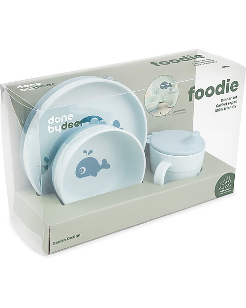 Done By Deer Foodie Meal Set - Plate Bowl and Cup - Wally - Blue - 100% Food-Grade PP Meal Sets