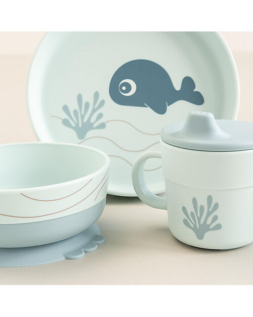 Done By Deer Foodie Meal Set - Plate Bowl and Cup - Wally - Blue - 100% Food-Grade PP Meal Sets