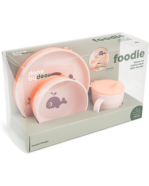 Done By Deer Foodie Meal Set - Plate Bowl and Cup - Wally - Powder Pink - 100% Food-Grade PP Meal Sets
