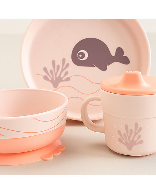 Done By Deer Foodie Meal Set - Plate Bowl and Cup - Wally - Powder Pink - 100% Food-Grade PP Meal Sets