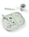 Done By Deer Foodie Meal Set - Plate, Cup, and Cutlery - Tiny Farm - Green - 100% Food-Grade PP Meal Sets