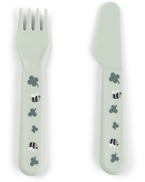 Done By Deer Foodie Meal Set - Plate, Cup, and Cutlery - Tiny Farm - Green - 100% Food-Grade PP Meal Sets