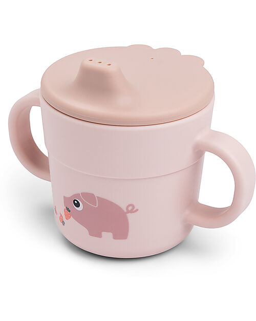 Done By Deer Handle Spout Cup - Tiny Farm - Powder - 100% Food Grade Silicone Cups