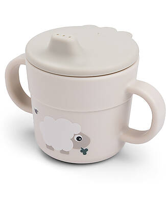 Done By Deer Handle Spout Cup - Tiny Farm - Sand - 100% Food Grade Silicone Cups