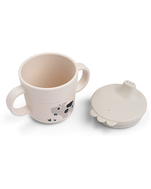 Done By Deer Handle Spout Cup - Tiny Farm - Sand - 100% Food Grade Silicone Cups
