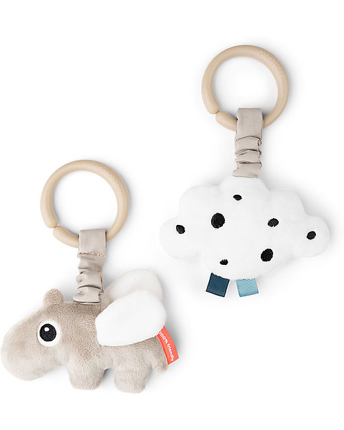 Done By Deer Hanging Activity Toy 2 pcs - Happy Clouds - Sand - 0+ Newborn Toys_