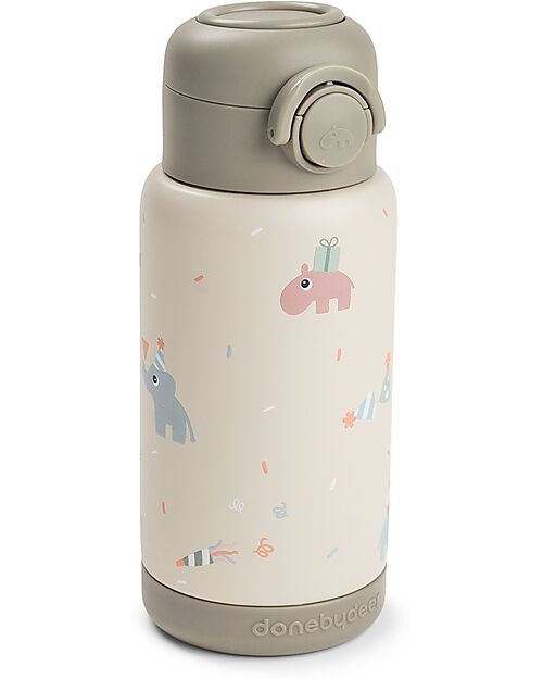 Done By Deer Insulated Straw Bottle - Celebration - Sand - 340 ml - 7,5 x 19 cm Thermos Bottles