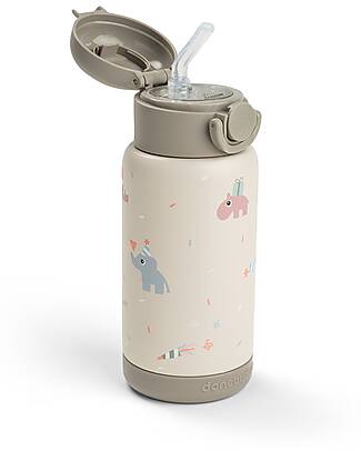 Done By Deer Insulated Straw Bottle - Celebration - Sand - 340 ml - 7,5 x 19 cm Thermos Bottles