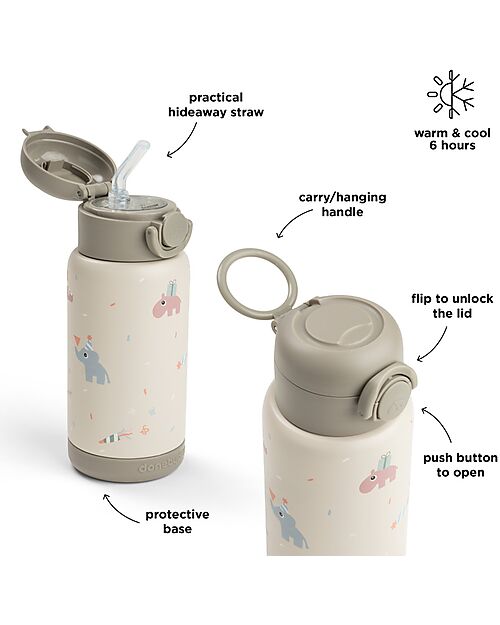 Done By Deer Insulated Straw Bottle - Celebration - Sand - 340 ml - 7,5 x 19 cm Thermos Bottles