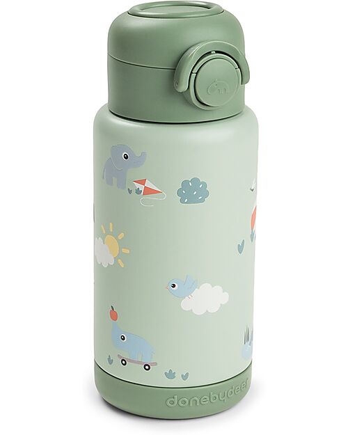 Done By Deer Insulated Straw Bottle - Playground - Green - 340 ml - 7,5 x 19 cm Thermos Bottles