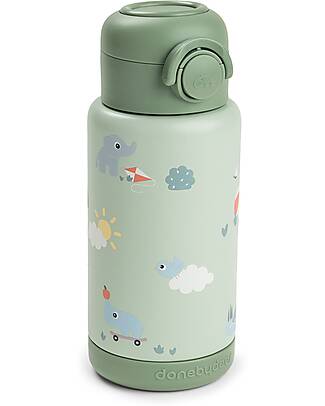 Done By Deer Insulated Straw Bottle - Playground - Green - 340 ml - 7,5 x 19 cm Thermos Bottles