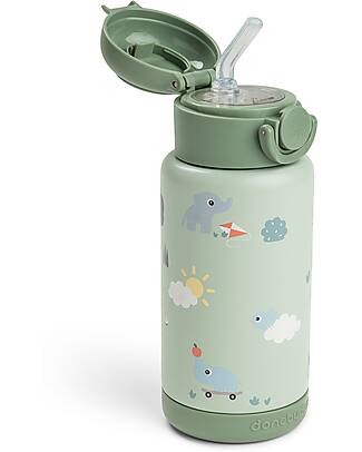 Done By Deer Insulated Straw Bottle - Playground - Green - 340 ml - 7,5 x 19 cm Thermos Bottles