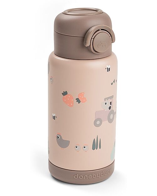Done By Deer Insulated Straw Bottle - Tiny Farm - Powder - 340 ml - 7,5 x 19 cm Thermos Bottles