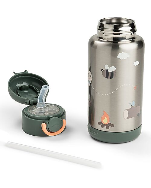 Done By Deer Insulated Straw Bottle - Tiny Trails - Green - 340 ml - 7,5 x 19 cm Thermos Bottles