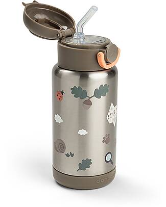 Done By Deer Insulated Straw Bottle - Tiny Trails - Sand - 340 ml - 7,5 x 19 cm Thermos Bottles