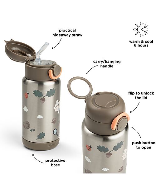 Done By Deer Insulated Straw Bottle - Tiny Trails - Sand - 340 ml - 7,5 x 19 cm Thermos Bottles