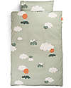 Done By Deer Junior Bed Linen - Happy Clouds - Green - 100% Organic Cotton Duvet Sets