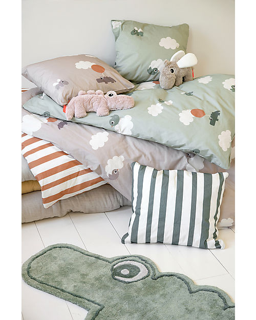 Done By Deer Junior Bed Linen - Happy Clouds - Green - 100% Organic Cotton Duvet Sets