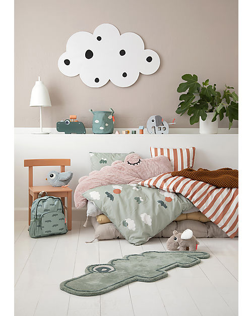 Done By Deer Junior Bed Linen - Happy Clouds - Green - 100% Organic Cotton Duvet Sets