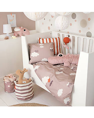 Done By Deer Junior Bed Linen - Happy Clouds - Powder - 100% Organic Cotton Bed Sheets and Pillow Cases