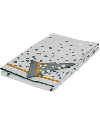 Done By Deer Knitted Blanket Happy Dots 100x80 cm, Grey - 100% cotton Muslin Swaddle